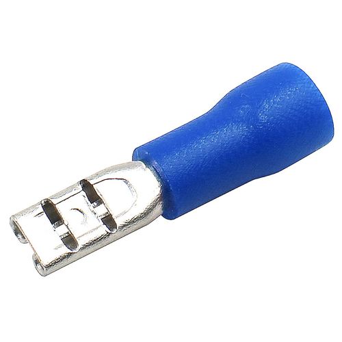 Baomain 0.11" Blue Female Insulated Spade Wire Connector Electrical Crimp Terminal 16-14 AWG 2.8 x 0.5mm FDD 2-110 (100PCS)