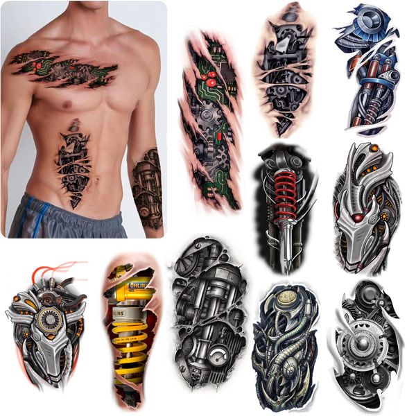 ROARHOWL Sehr coole Maschine 3D realistische gefälschte Tattoos, Wundroboter Make-up Temporäre Tattoos für Männer Frauen (Design 6)