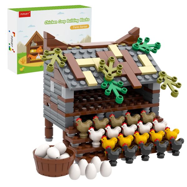 PIPART Farm Animal Chicken Coop Building Blocks Set, MOC Building Set Toy for Kids, Girls and Boys Age 8+ (190 Pieces)