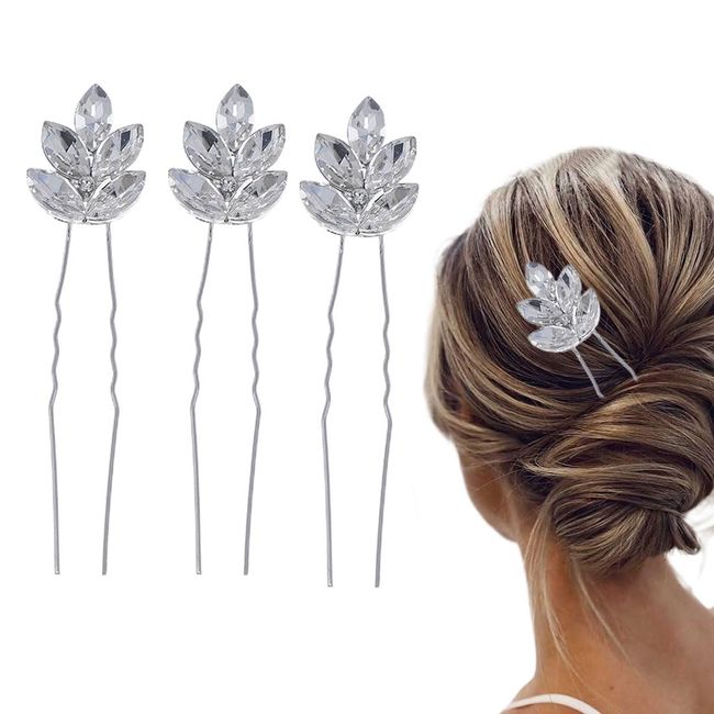 KGDUYC Braut Hochzeit Haarkamm Kristall Haarschmuck,Hochzeits-Haarkamm, Perlenblume, Strass, Hochzeits-Haarschmuck für Frauen und Mädchen (3 Stück, Silber)