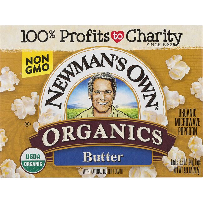 Newman's Own Organic Pop's Corn Microwave Popcorn, Butter, 3 Count