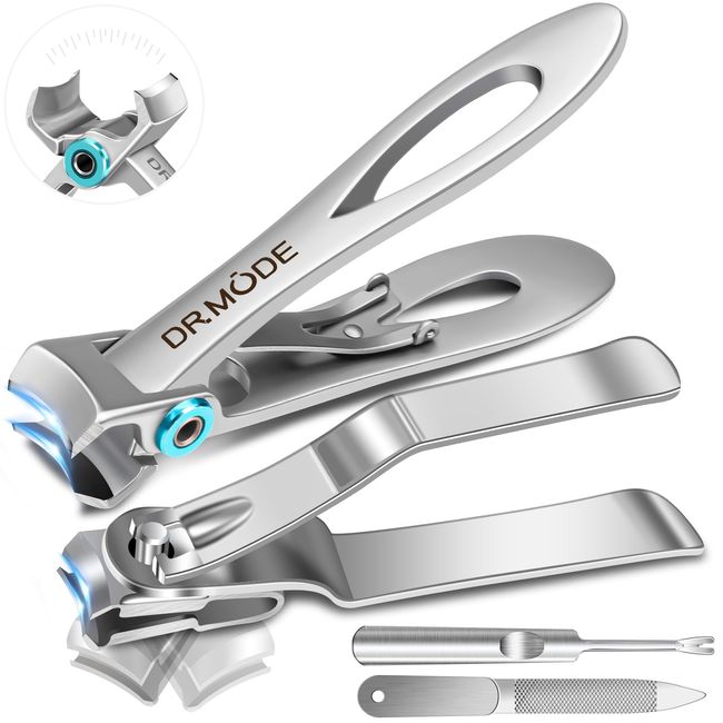 Nail Clippers for Men Thick Nails - DRMODE 16mm Wide Jaw Opening Extra Large Toenail Clippers & Easy Grip 360 Degree Rotary Fingernail Clippers for Seniors Nail Cutter with Nail File Cuticle Trimmer