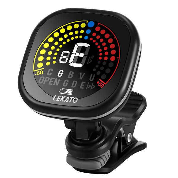 Guitar Tuner Rechargeable Guitar Bass Clip Tuner LEKATO Snap On LED Color Display Perfect for Daily Practice