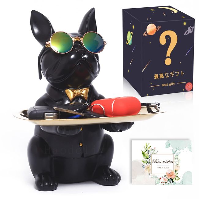 Haodeliy Dog Figurine, Authentic Gift Box, Creative Dog Key Storage Tray, Plate, Money Box, Dog Coin Box, 3 in 1 Creative Decoration, Glasses & Stainless Steel Dish, Funny Dog Ornament, Key Holder, Eyeglasses, Remote Control, Cosmetics, Candy Storage, Jew