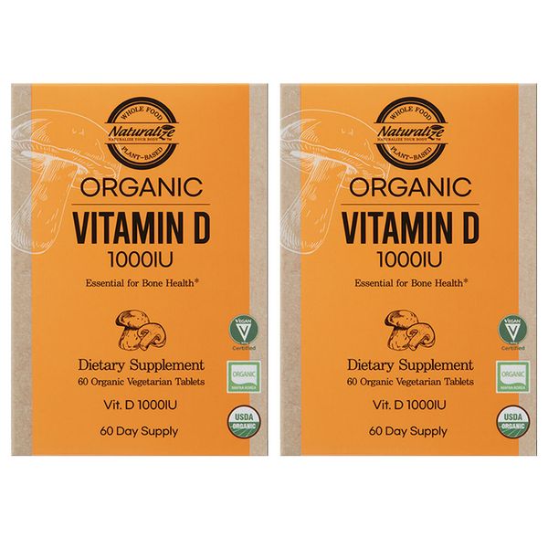 Naturalize Organic Vitamin D Organic 1000IU 300mg 60 tablets + free gift