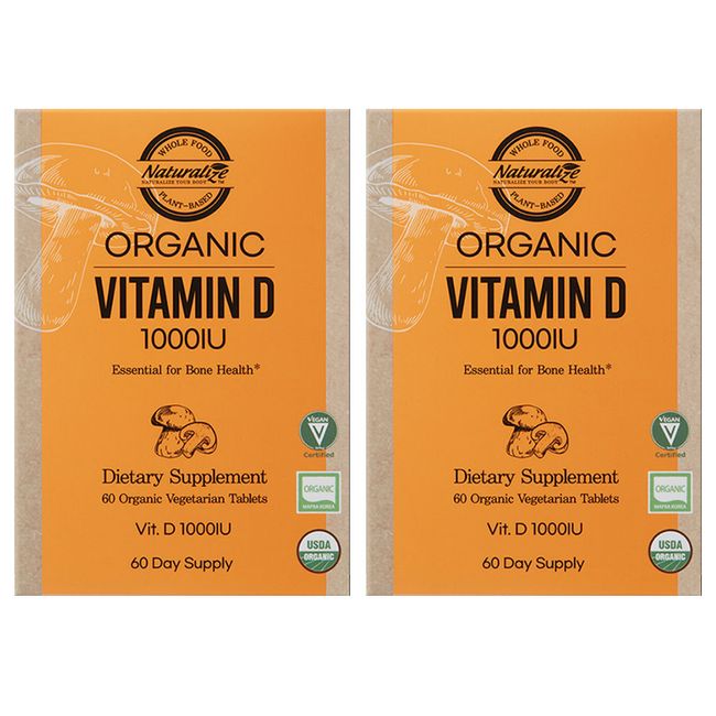 Naturalize Organic Vitamin D Organic 1000IU 300mg 60 tablets + free gift