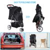 Dog Stroller 3 Wheels Foldable Cat Pet Stroller with Storage Basket & Cup Holder