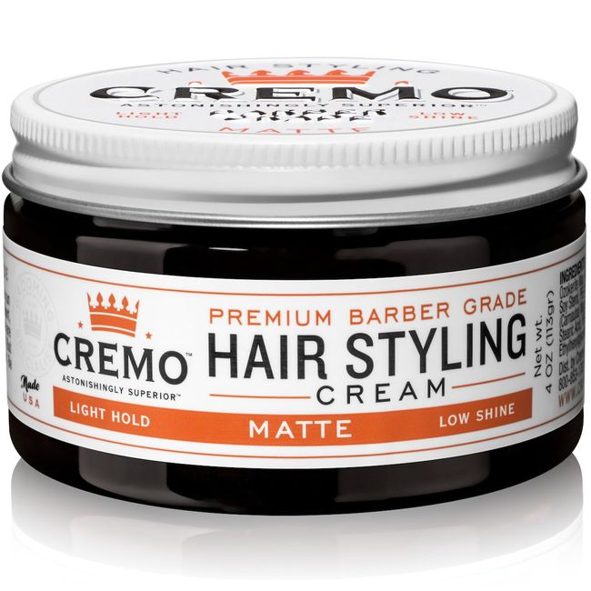 Cremo Premium Barber Grade Hair Styling Matte Cream, Light Hold, Low Shine, 4 Oz