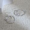 Aliyoham Silver Triple Circle Drop Earrings, Geometric Dangle Design, Hypoallergenic