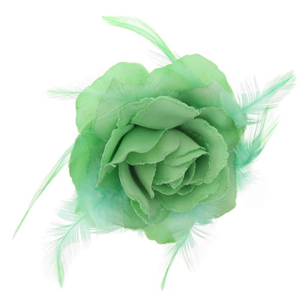 Topkids Accessories Rose Flower Hair Clip Hairband Floral Corsage Fascinator Hair Band Aligator Beak Grip for Women & Girls Wedding Prom Party Special Occasion (Mint)