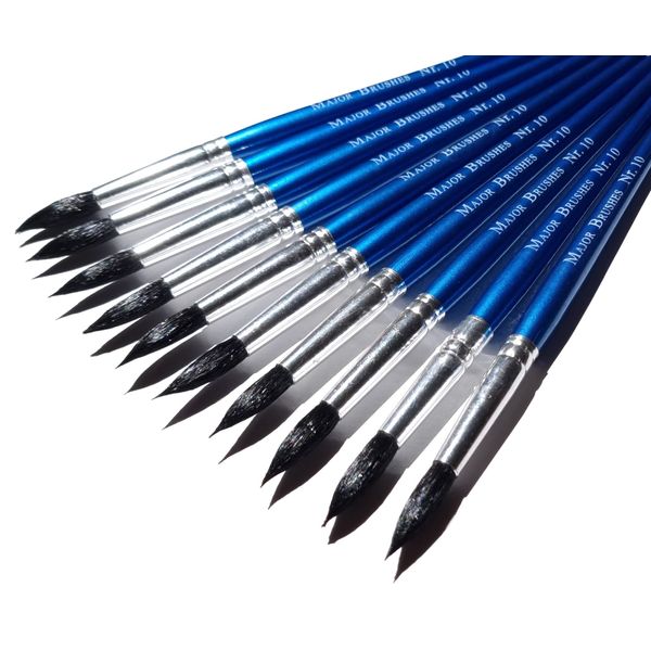 Major Brushes Imitation Squirrel Brushes Size 10 Pack of 10