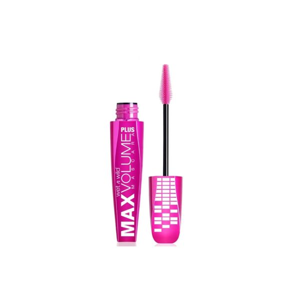 Wet 'n' Wild Max Volume Plus Mascara, Volumizing and Lash-defining Mascara, Antioxidant Formula with Macadamia Nut, Jojoba, and Olive Oils, Enriched with D-Panthenol, No-clumping Effect, Amp'd Black, 1 Count (Pack of 1)