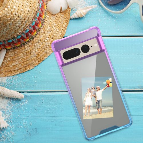 SALAWAT for Google Pixel 7 Pro Case, Clear Cute Gradient Slim Phone Case Cover Reinforced TPU Bumper Hard PC Back Shockproof Protective Case for Google Pixel 7 Pro 6.7 Inch 2022 (Purple Blue)