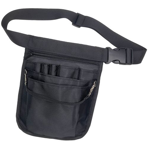QULIT MYUROSI Waist Pouch, For Work, Lightweight, Waist Bag, Nursery, Tool Bag, Apron Bag, Small Storage, Multi-functional Pocket, Belt Included (Black) 1