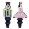 KitchenCraft Nutcracker Collection Silicone Bottle Stoppers, 2 Pieces, Gift Boxed, Plastic, Black