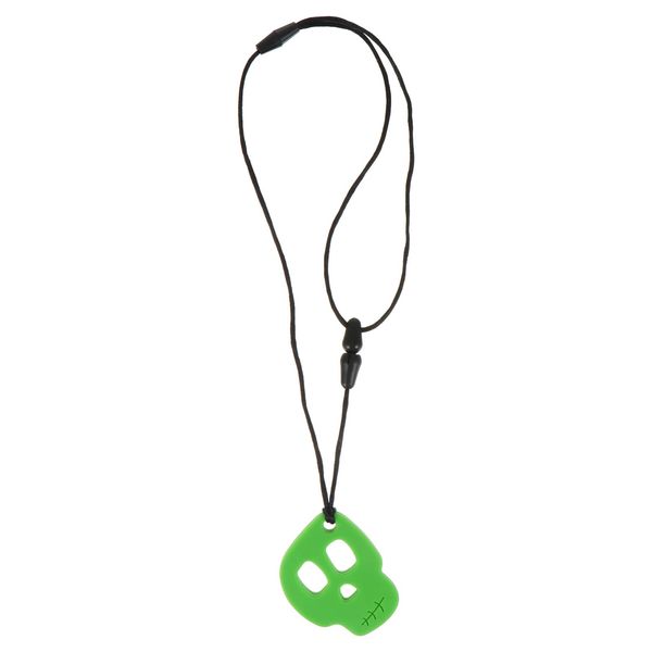 TOYANDONA Sensory Chew Necklace Skull Shaped Chewing Necklace Baby Teether Silicone Teething Biting Pendant Oral Autism Chew Toys Green