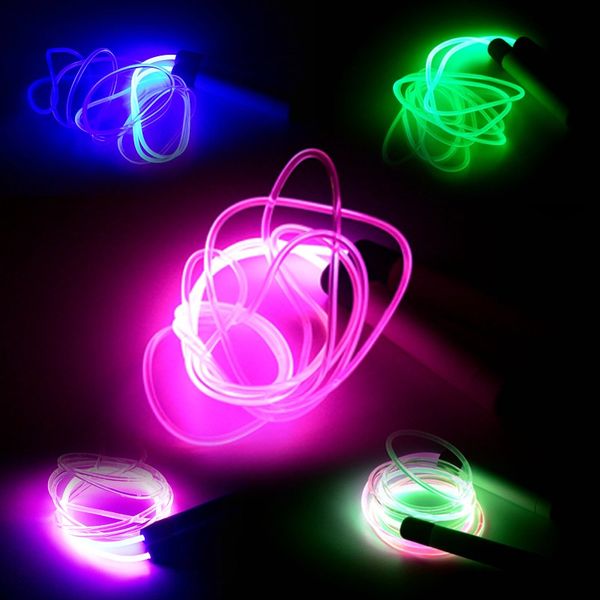 Luminous LED Diet Aerobic Taekwondo Crossfit Evening Night Exercise Jump Rope, Pink Handle (Rainbow)