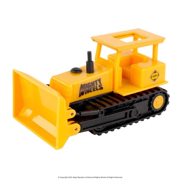 Mighty Wheels Steel Bulldozer Truck Toy 3.5" - Free-wheeling Bulldozer Toy Truck with Action Parts - Durable Steel and Plastic Construction Toys for 3+ Year Old Boys and Girls