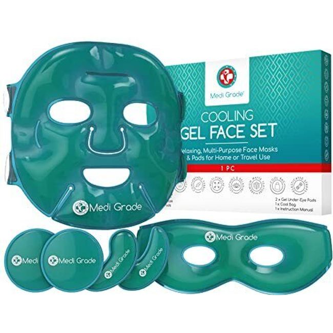 Medi Grade Cooling Face Mask and Cold Eye Mask - Safe Gel Technology Complete...