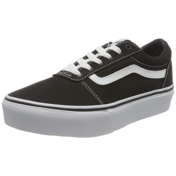 Vans Girls' Ward Platform Trainers, Canvas Black White, 34 EU