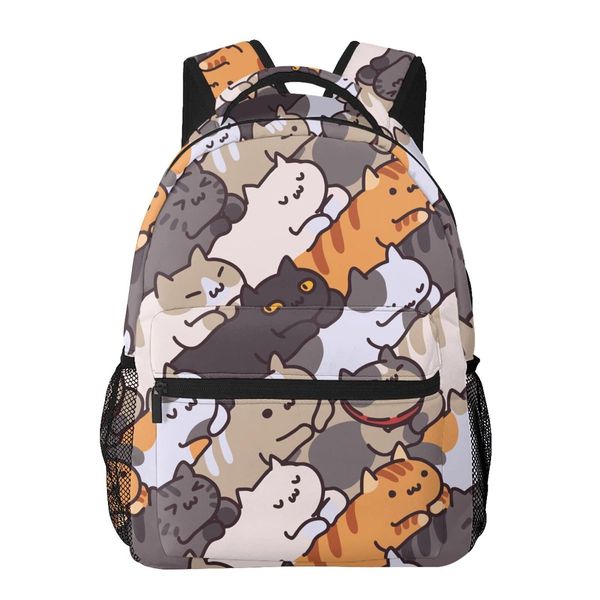 HKHEHOP Cat Cartoon Animal Face Cute Backpack For School Laptop Bags Bookbag Big Casual Daypack For Student Girls Boys Kids Teens Travel Sports Work