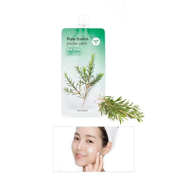 Sivilceli Ciltler İçin Çay Ağacı Yağı İçeren Uyku Maskesi 10ml Pure Source Pocket Pack Tea Tree