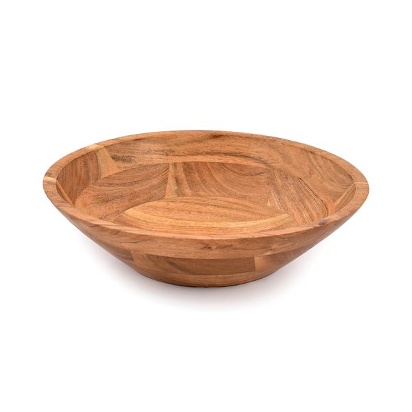 Samhita Acacia Wood Serving Bowl, Fruit Bowl, Friendly and Perfect for Salad, Vegetables and Fruit,Single Salad Bowl (25.4cm x 25.4cm x 7.62cm)