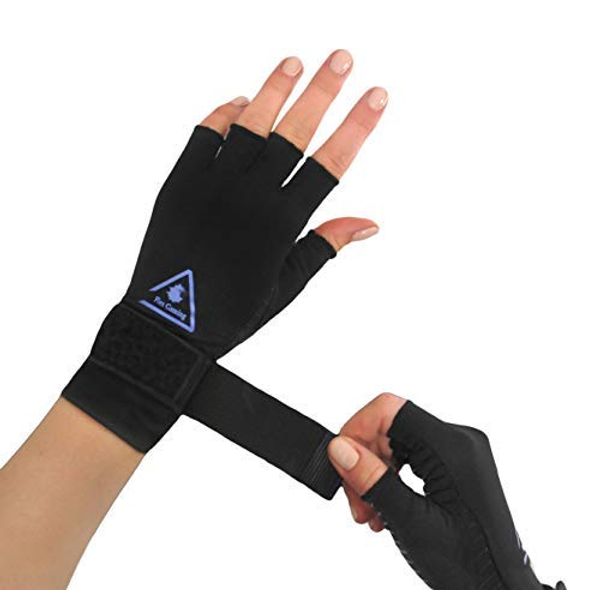Flex Gaming Gloves - Copper Infused Compression Gamer Gloves With Adjustable Strap For Arthritis, Hand Pain, and Carpal Tunnel Relief In Game - Half Finger Performance Grip Gaming Wrist Brace (Large)