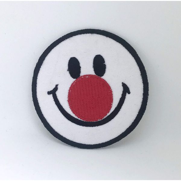 Smiley Face Red Nose Iron on sew on Embroidered Patch