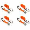 Orange 4-Pack 1" x 6' Cam Buckle Straps with S-Hooks for Cargo Securing