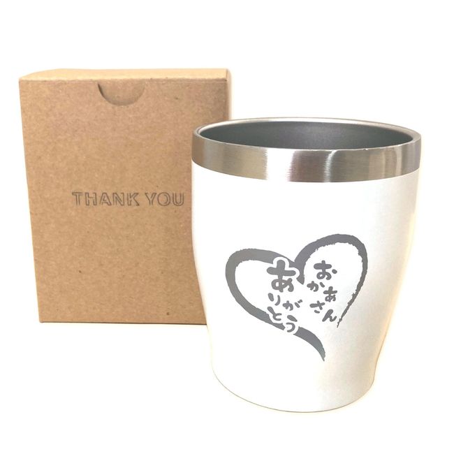 Letter Gift Tumbler, Vacuum Stainless Steel, 11.8 fl oz (350 ml), Thank You Message Included, Gift (Mema, White)