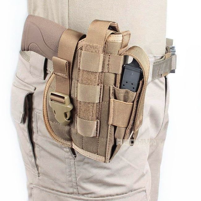 Right Hand Tactical Pistol OWB Belt Gun Holster with Molle Single Magazine  Pouch