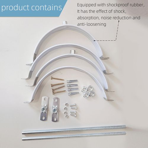 2 Sets 10 Inch Adjustable Pipe Bracket，Heavy Duty Galvanized Iron Stove Pipe Hanger Strap，Wall Support Chimney Pipe Holder，Round Split Ring Vent Conduit Carrier Kit，with All Mounting Screws