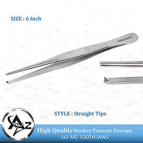 Dissecting Thumb Tissue Forceps 6" 1x2 teeth Surgical Anatomic Tweezers Straight