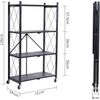 4-Shelf Foldable Storage Shelves with Wheels, Folding Metal Rack Shelving Unit, 