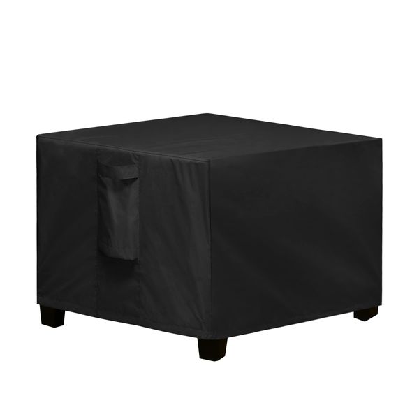 Easy-Going Square Patio Ottoman Cover, Waterproof Outdoor Ottoman Cover, Fade Resistant Patio Side Table Cover, Durable Outdoor Furniture Covers with Sealed Seam (25"x25"x17", Black)