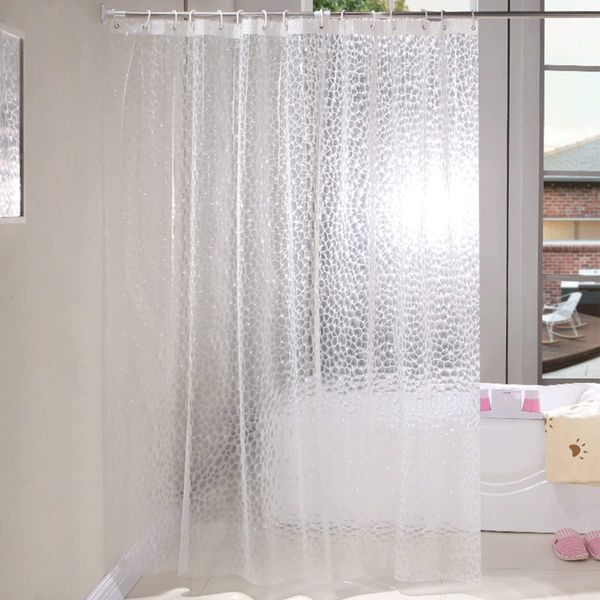 KaiYi Shower Curtain, 70.9 x 70.9 inches (180 x 180 cm), Translucent Bath Curtain, Northern Europe, Unit Bath Curtain, Mildew Resistant, Waterproof, Room Dividers, Rings Included