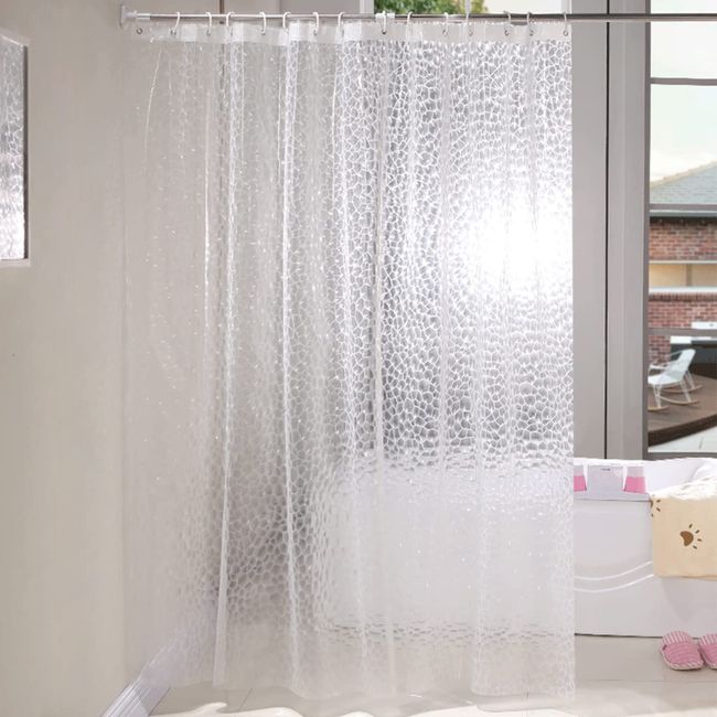 KaiYi Shower Curtain, 70.9 x 70.9 inches (180 x 180 cm), Translucent Bath Curtain, Northern Europe, Unit Bath Curtain, Mildew Resistant, Waterproof, Room Dividers, Rings Included