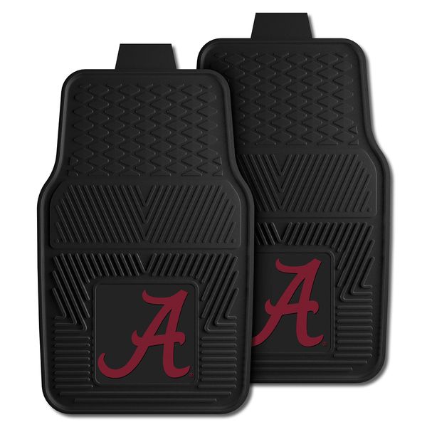 FANMATS 8761 Alabama Crimson Tide 2-Piece Heavy Duty Vinyl Car Mat Set, Front Row Floor Mats, All Weather Protection, Universal Fit, Deep Resevoir Design