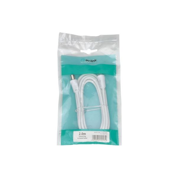 Av:Link | Coaxial Plug to Socket Lead | 2.0 Metre White