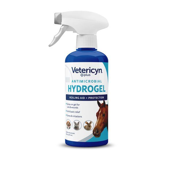 Vetericyn Plus All Animal Wound Care Hydrogel Spray | Healing Aid and Wound Protectant, Sprayable Gel to Relieve Dog, Cat, Horse Itchy Skin, Safe for All Animals. 16 ounces