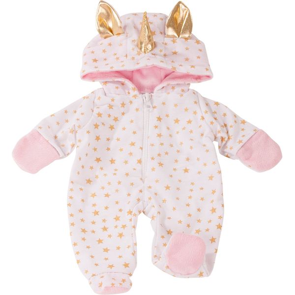 Gotz One Piece Unicorn Costume Pajama Sleeper with Padded Feet, Paws and Hood with Ears & Horn for 12-13" Baby Dolls