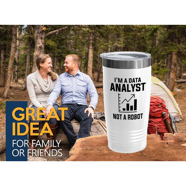 Data Analyst White Edition Viking Tumbler 20oz - not a robot - Computer Science Tech Web Developer IT Database Programming Coding Software