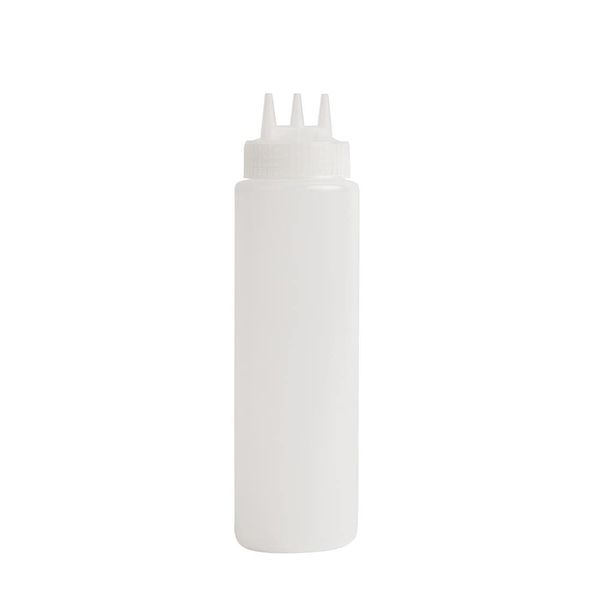 Vogue CW725 Squeeze Bottle Clear, 3 Nozzle, 24 oz.,White