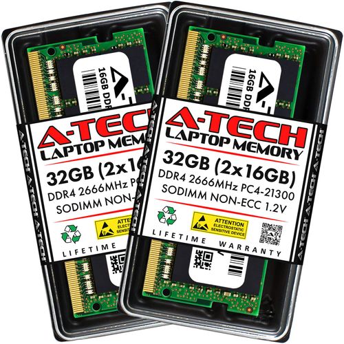 A-Tech 32GB Kit (2x16GB) RAM for HP 14s-dq1006nl, 15-dc0xxx, 15-dk0011tx, 15-dk0040nl, 15t-dk0xxx, 17-cb0xxx, 27-r177d, 600 G5 AIO, G4 22 PC AIO | DDR4 2666MHz PC4-21300 SODIMM Non-ECC Memory Upgrade