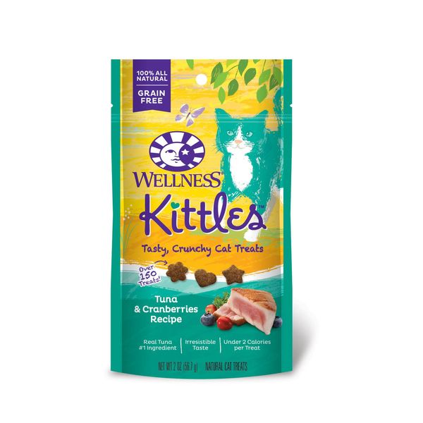 Wellness Kittles Cat Treats, Tuna & Cranberry Recipe, Grain Free, 2.0 oz (56.7 g), Approximately 150 Pieces Per Bag, Give as a Reward