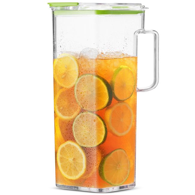 Large Plastic Water Pitcher with Lid Square Water Carafe with Lids Dishwasher Safe Plastic Pitcher Water, Tea, or Juice Containers with Lids for