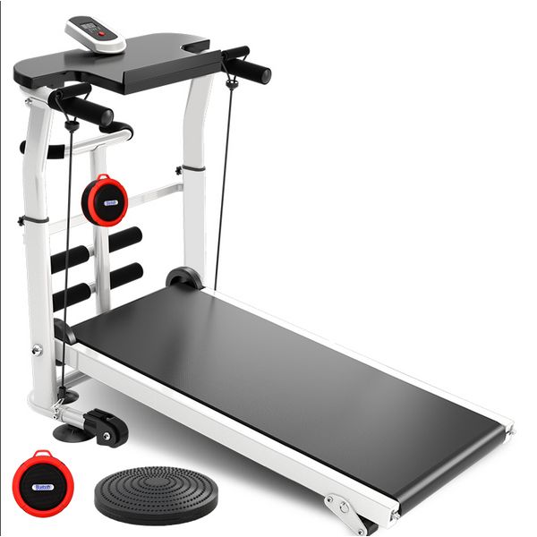 Folding treadmill slim indoor fitness walking home use, red (sweat + diet recommendation + music)