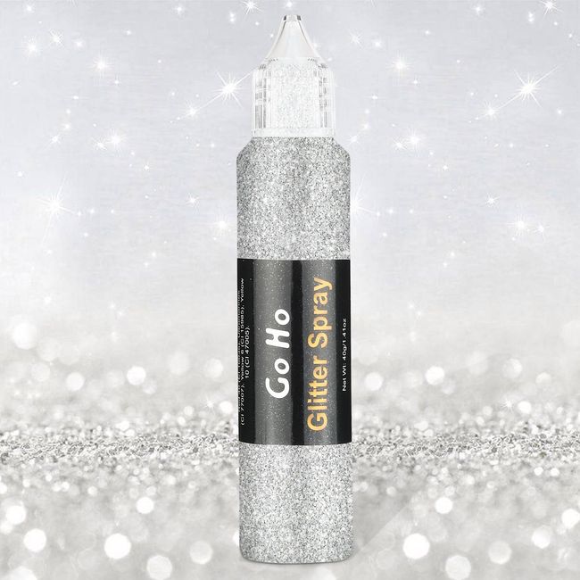 Go Ho Dripping Silver Glitter Powder Spray,Holographic Shiny Powder Glitter Spray,Hair and Body Glitter Spray,Festival Glitter Powder Makeup for Hair/Body/Clothes, Loose Sparkle Powder Makeup,40g