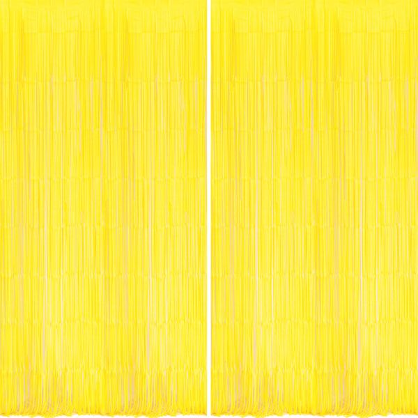 Set of 2 BRAVESHINE Tassel Curtains, Birthday Decorations, 39.4 x 98.4 inches (100 x 250 cm), Party Decoration, Curtains, Birthday Decorations, Party Decorations (Yellow)